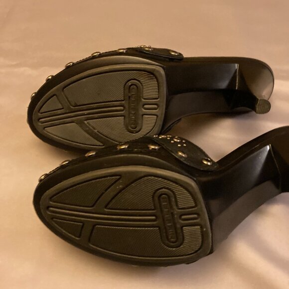 Delman Suede Leather Moccasin on Heel W/Tie, Pale Camel, Fur Lined Pump Sz 6.5B - Picture 7 of 8